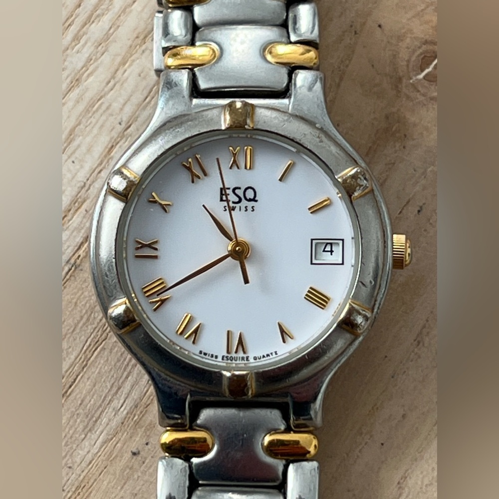 ESQ by Movado Ladies Watch White Dial Date Window Two-Tone Bracelet